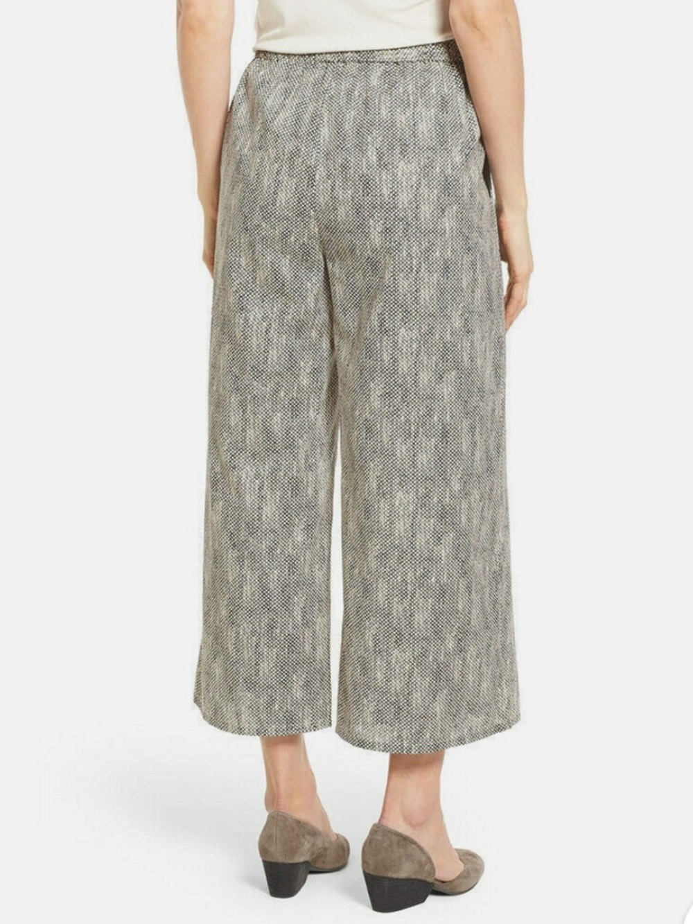 Eileen Fisher Chainette 100% Organic Cotton Print Wide Leg Pull On Pants Size XS - Picture 2 of 8